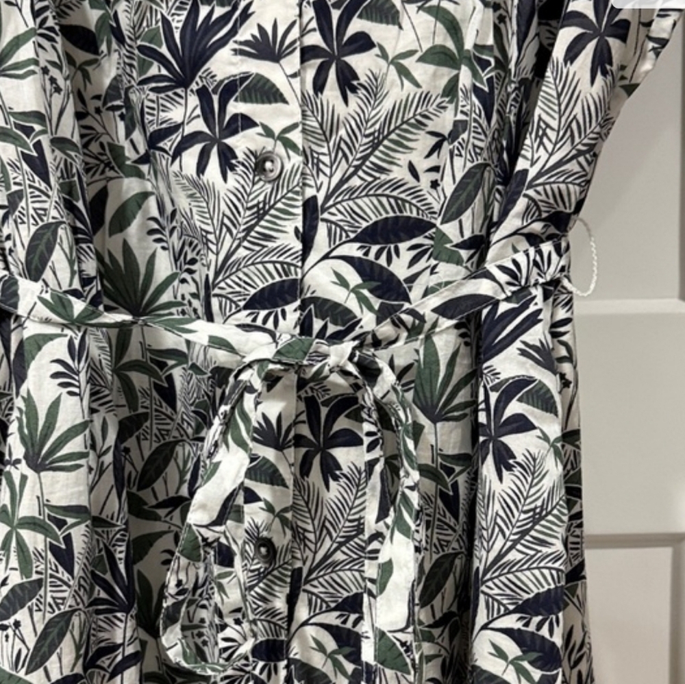 NWT Boden Antonia Ivory Tropical Palm Cotton Shirt Dress Size 10 - Picture 5 of 5
